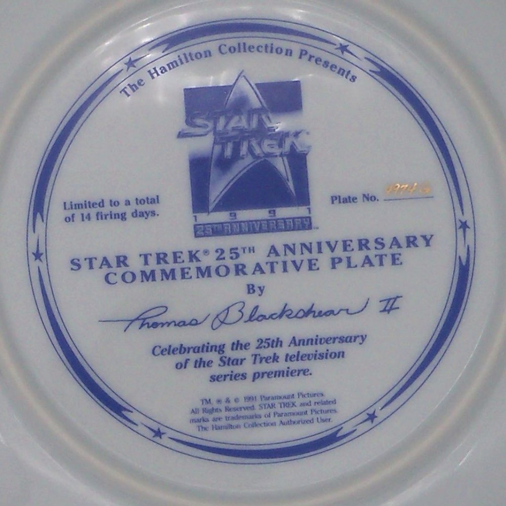 Star Trek 25th Anniversary Commemorative Plate 1991 by Hamilton Collection - Picture 13 of 13